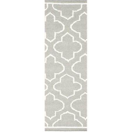 Safavieh 2 ft. -6 in. x 7 ft. Runner Contemporary Dhurries- Grey and Ivory- Flatweave Rug DHU625B-27